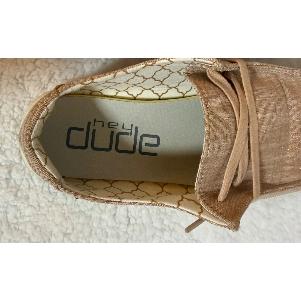 Hey Dude Wendy Sparkling Rose Gold Slip On Loafers Shoes Womens 8